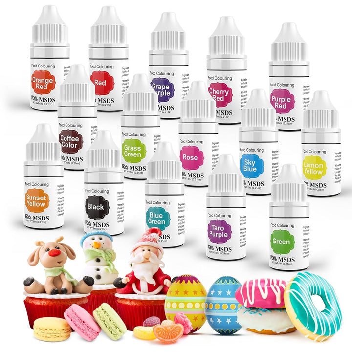 Colorant alimentar 9 x 10 ml, coloranți alimentari lichizi - set de coloranți alimentari pentru decorarea torturilor, macaroane, gogoși, fudge, glazură, săpunuri DIY, înghețată, colorant pentru săpun, colorant pentru pistol de pulverizare