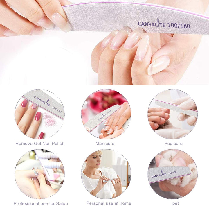 10 Stück Professionelle Nagelfeilen Doppelseitig (100/180 Körnung) Nagelwerkzeug, Haustierpflege Für Zuhause Und Salon Verwendbar