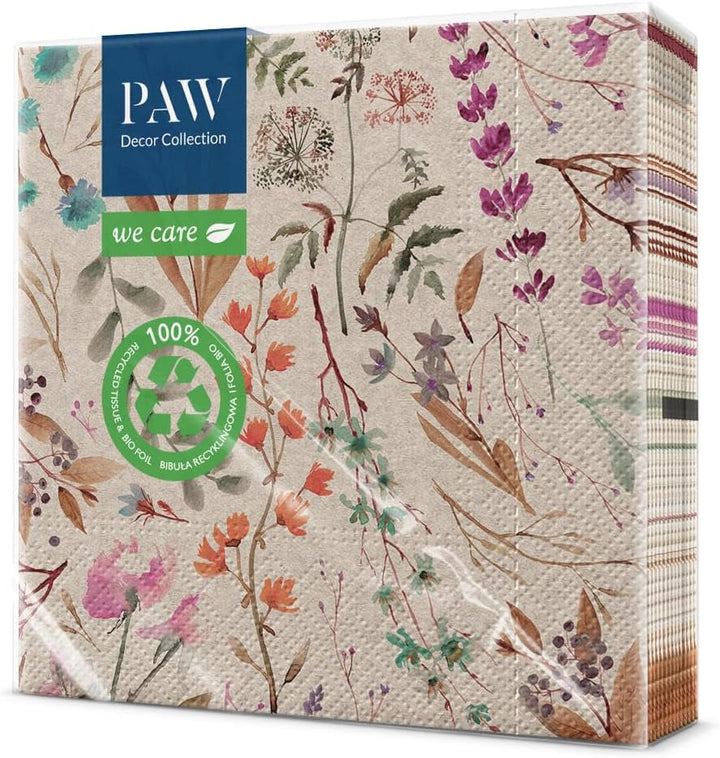 Paw Decor Collection X Paw Decor Collection CM Pappers torkservetter med 3 lager. 20 stycken. Tryckt med vattenbaserade färger. Borddekorationer. Nature, HIRSC, PAW_022022, rådjur, 33 x 33 cm (paket med 3)