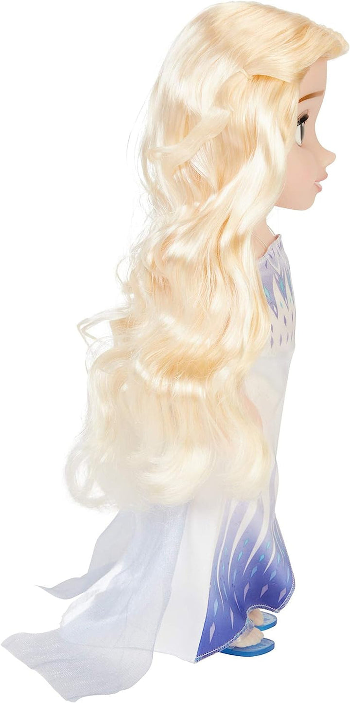 Disney Frozen 2 ELSA The Snow Queen Doll - 35 cm înălțime, păpușă mobilă în rochie de modă iconică și cu păr lung care curge pentru distracție suplimentară în timpul jocului, pentru fete cu vârsta de 3 ani și peste, 214894 Papusi Naty Shop
