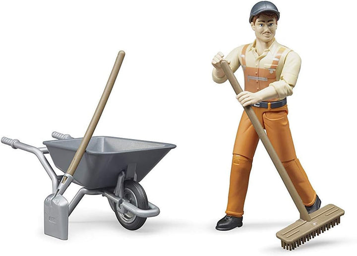 Bruder 62130 - Bworld figura set muncitor municipal - 1:16 scara jucărie figura, vehicul de construcții, muncitor în construcții, fermă, om Action figures Naty Shop