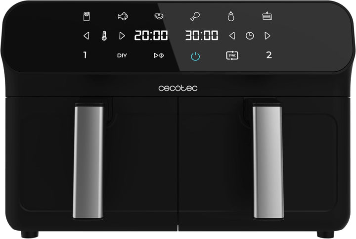 Cecotec Hot Air Fryer 9 L Cecofry Advance Double, 2850 W Electrocasnice Naty Shop Negru 2 coșuri 4.5 Litri | 10 moduri