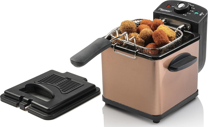 Friteuză cu ulei Bestron, Mini friteuză pentru 1 porție de cartofi prăjiți, pește sau nuggets Electrocasnice Naty Shop