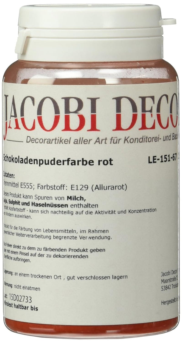 Pudră liposolubilă Cake Company Colorant roșu (1 x 25 g) | Ideal pentru colorarea alimentelor | Efect metalic