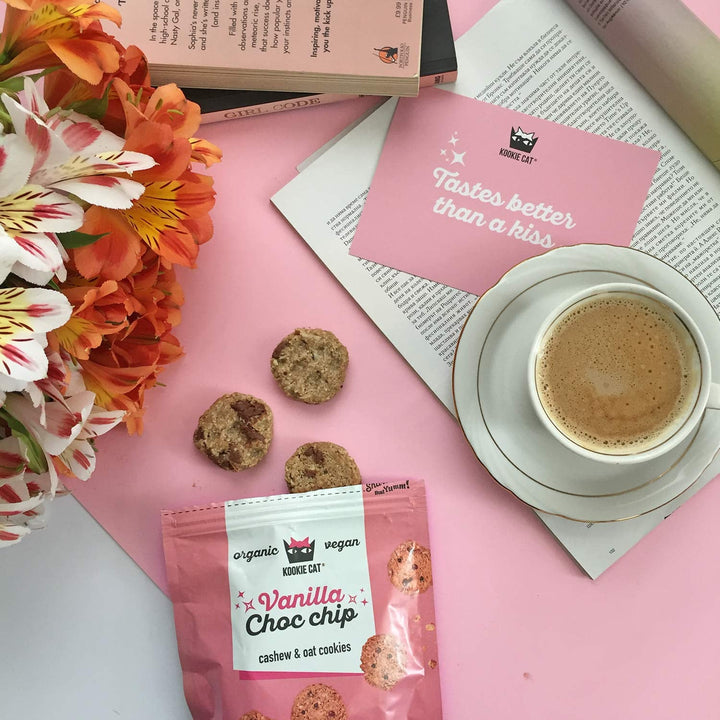 Biscuiți vegani cu ciocolată și vanilie - Mini fursecuri vegane, fără gluten, fără soia, organice, cu caju și ovăz - Pachet multiplu de 10 x 100g