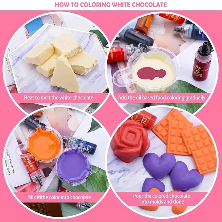 Colorant alimentar liposolubil pentru ciocolată - 88 ml colorant alimentar pe bază de ulei pentru fondant, copt, prăjituri, fursecuri - Colorant alimentar lichid fără aromă pentru unt de cacao, prăjituri, cremă de unt (alb)