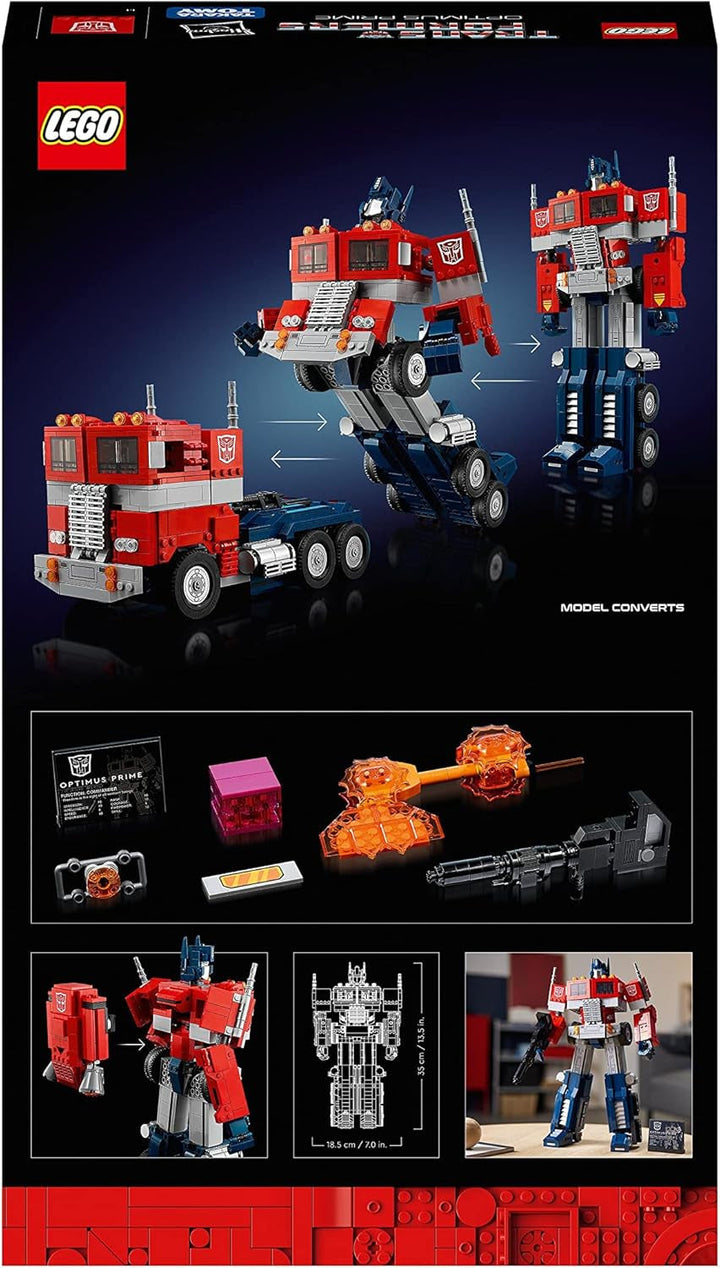 LEGO 10302 Icons Optimus Prime Set, 2In1 Robot Figura și camion Model, Transformers Toy Model Kit pentru adulți, Ziua de naștere sau Crăciun cadou pentru bărbați, femei, ea și el Seturi de constructie Besuche den LEGO-Store