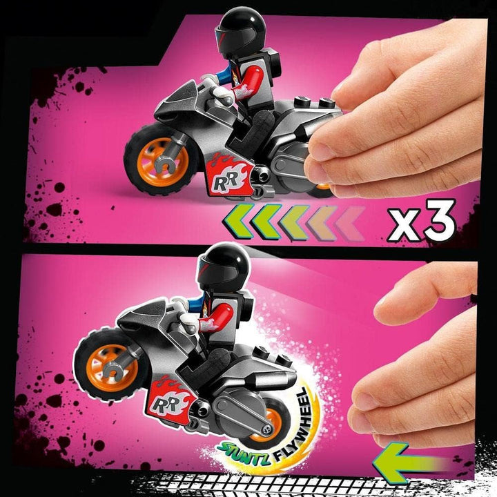 LEGO 60361 City Stuntz Ultimate Stunt Rider Challenge, cascadorii 3In1 pentru 1 sau 2 jucători, cu 2 motociclete de jucărie cu volan pentru copii, set 2023 Seturi de constructie Besuche den LEGO-Store
