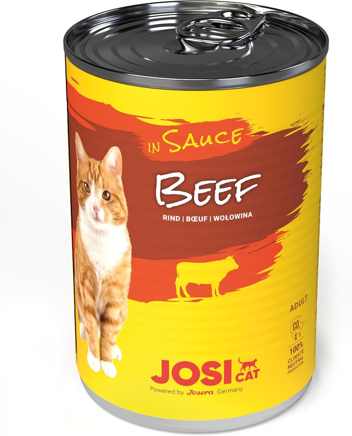 Josicat Carne de vită în sos (12 X 415 G) | Adult | Hrană umedă premium pentru pisici adulte | Carne de vită în sos | Vitamina D3 & E | Powered by JOSERA | Hrană umedă pentru pisici | Hrană completă | 12-Pack