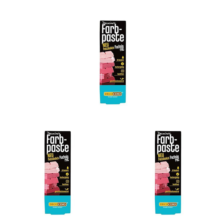 DECOCINO Pastă de colorare liposolubilă roșie - 15 g - Colorant alimentar pe bază de ulei, ideal pentru colorarea ciocolatei, cremei de unt, fondantului sau aluatului de prăjituri (Pachet de 3)
