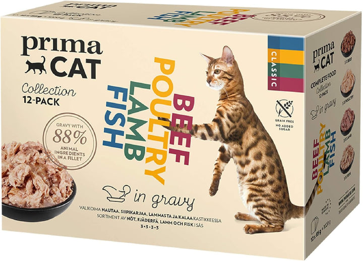 Primacat - Hrană umedă Classic pentru pisici, cu aromă de pasăre în sos, 28 X 85 G