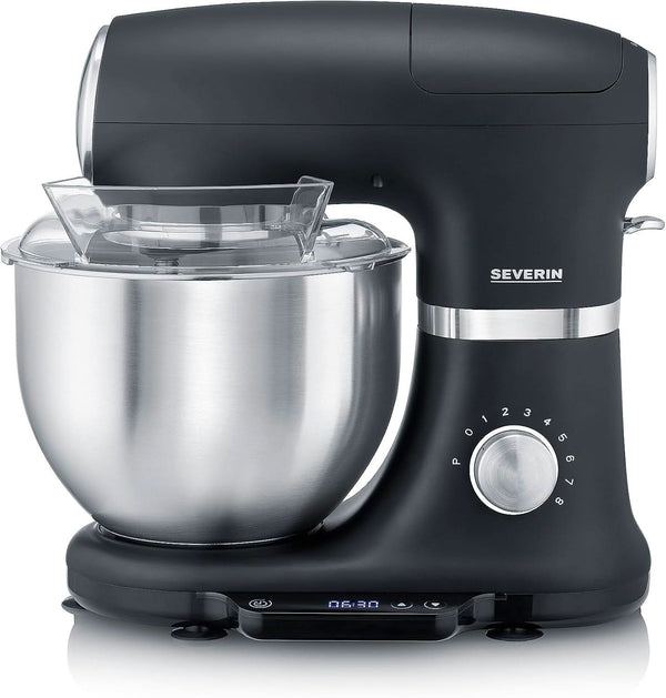 SEVERIN Küchenmaschine Mit Waage, Große Knetmaschine Für Bis Zu 3 Kg Kuchenteig, Robuste Teigmaschine Mit Knethaken, Flachrührer Und Schneebesen, 1.000 W, Schwarz, Matt,Edelstahl, KM 3898 Mama si Copilul Naty Shop Mit Integrierter Küchenwaage