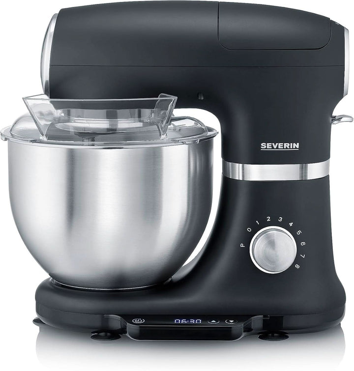 SEVERIN Küchenmaschine Mit Waage, Große Knetmaschine Für Bis Zu 3 Kg Kuchenteig, Robuste Teigmaschine Mit Knethaken, Flachrührer Und Schneebesen, 1.000 W, Schwarz, Matt,Edelstahl, KM 3898 Mama si Copilul Naty Shop Mit Integrierter Küchenwaage