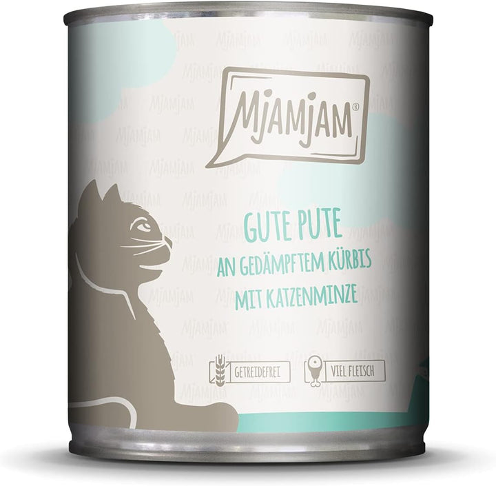 Mjamjam - Hrană umedă premium pentru pisici - Mono Pack I - cu pui și curcan, pachet de 6 (6 X 800 G), fără cereale cu extra carne