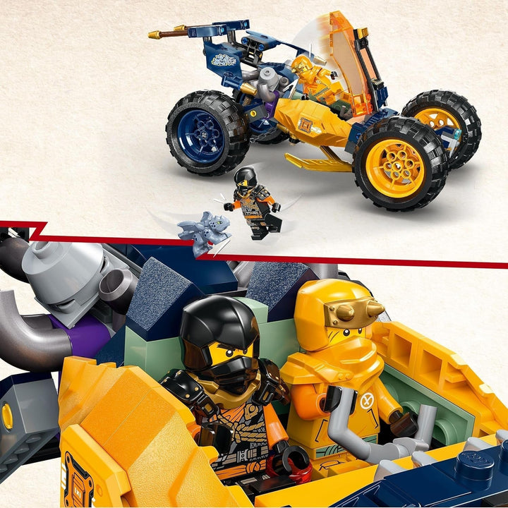 LEGO NINJAGO Arin's Ninja Off-Road Buggy, jucărie ninja cu mașină, dragon și 4 mini figurine, set de aventură cu model Buggy pentru copii, cadou de ziua de naștere pentru băieți și fete de la 7 ani 71811 Seturi de constructie Besuche den LEGO-Store