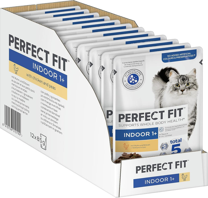 Pungi porționate pentru pisici PERFECT FIT™ pentru interior cu pui 12 X 85G