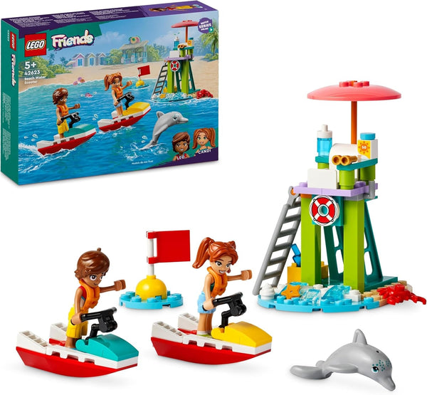 Turn de observare a salvamarilor LEGO Friends cu jet ski-uri, jucărie pentru copii, idee de cadou pentru fete și băieți de la 5 ani cu 2 figurine și delfin, jucărie jet ski 42623 Seturi de constructie Besuche den LEGO-Store Titlu implicit