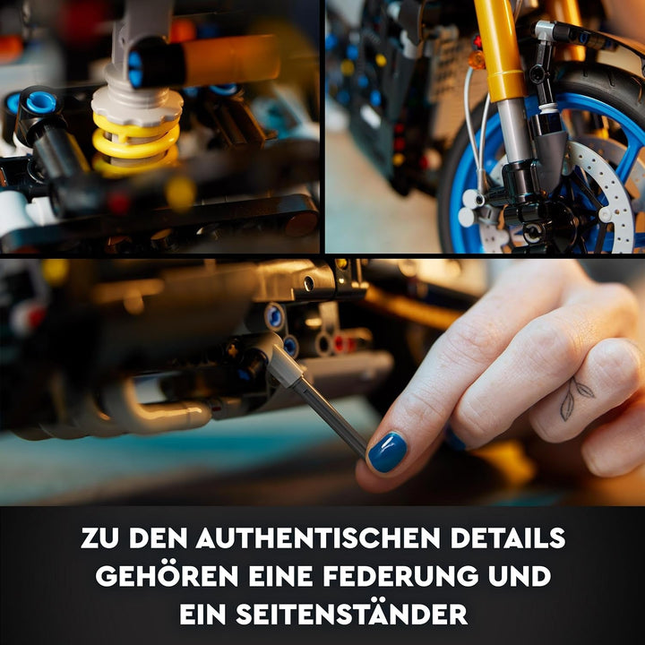 LEGO 42159 Technic Yamaha MT-10 SP Kit model de motocicletă pentru adulți, model autentic de vehicul cu motor cu 4 cilindri, direcție funcțională și aplicație Ar, cadou pentru bărbați și femei Seturi de constructie Besuche den LEGO-Store