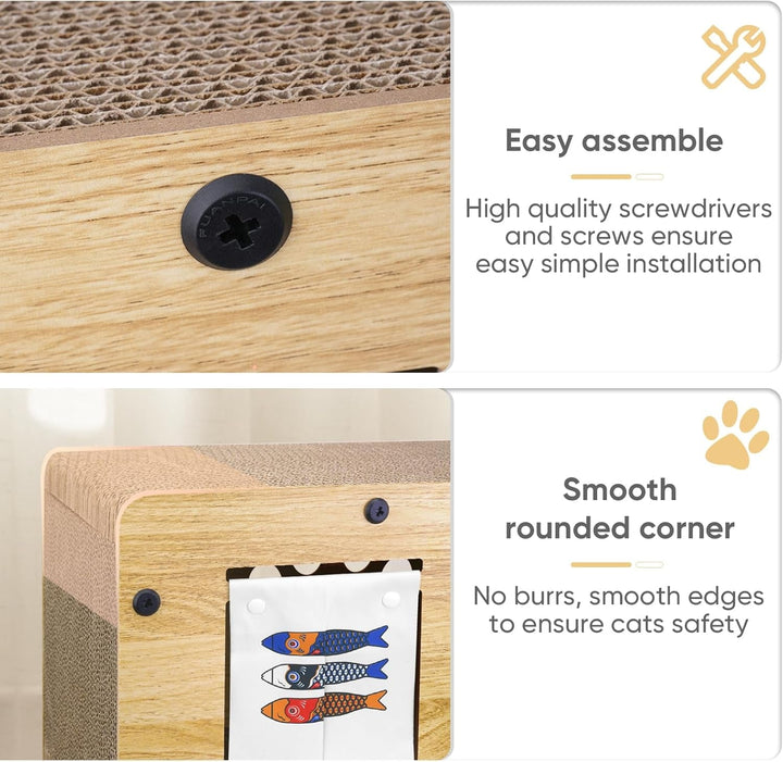 Căsuță din carton pentru pisici cu zgârietură pentru pisici, pat și peșteră pentru pisici de interior cu catnip, mobilier de zgârietură pentru pisici ușor de asamblat pentru diverse decorațiuni interioare, 53 x 30 x 28 cm