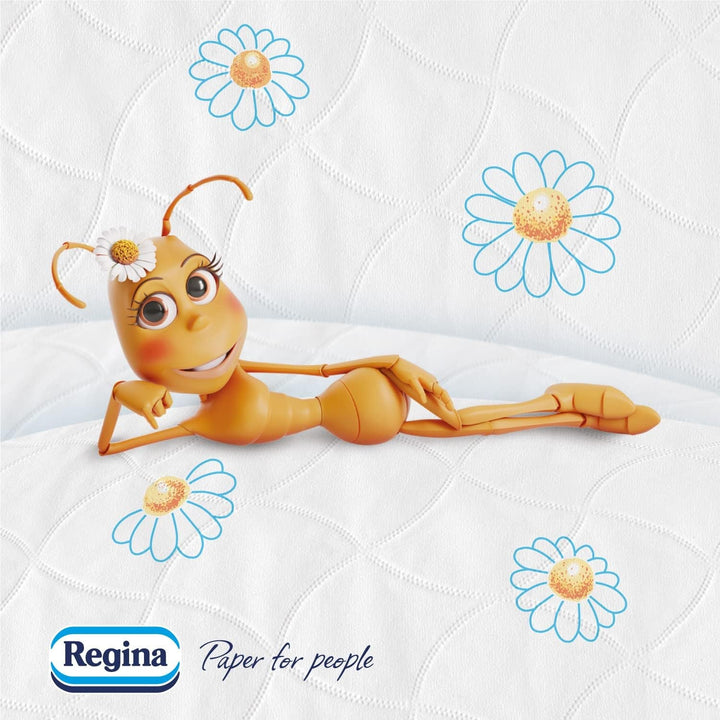 Regina Cartacamomilla - 8 role hârtie igienică, 300 foi pufoase, 3 straturi, moale și consistentă, ambalaj din hârtie reciclabilă