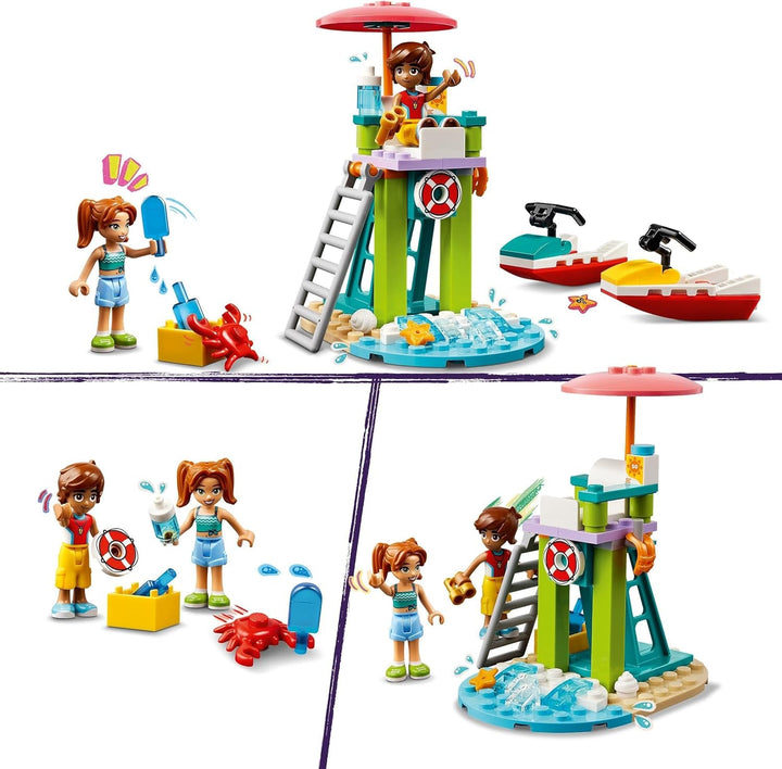 Turn de observare a salvamarilor LEGO Friends cu jet ski-uri, jucărie pentru copii, idee de cadou pentru fete și băieți de la 5 ani cu 2 figurine și delfin, jucărie jet ski 42623 Seturi de constructie Besuche den LEGO-Store