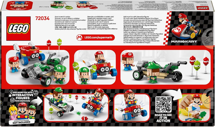 LEGO Mario Kart - Baby Mario Vs. Baby Luigi, figuri Nintendo de colecționat, 2 vitezomani de jucărie construibile, cadou pentru băieți, fete și gameri cu vârsta peste 8 ani, jucărie de aventură 72034 Seturi de constructie Besuche den LEGO-Store