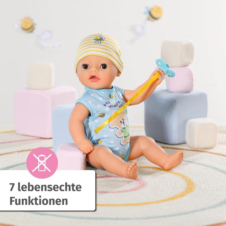BABY Born Lukas (Little Baby Boy) 36Cm, păpușă cu 7 funcții pentru copii de la 1 an, funcționează fără baterie, păpușă mare de 36 cm Papusi Naty Shop