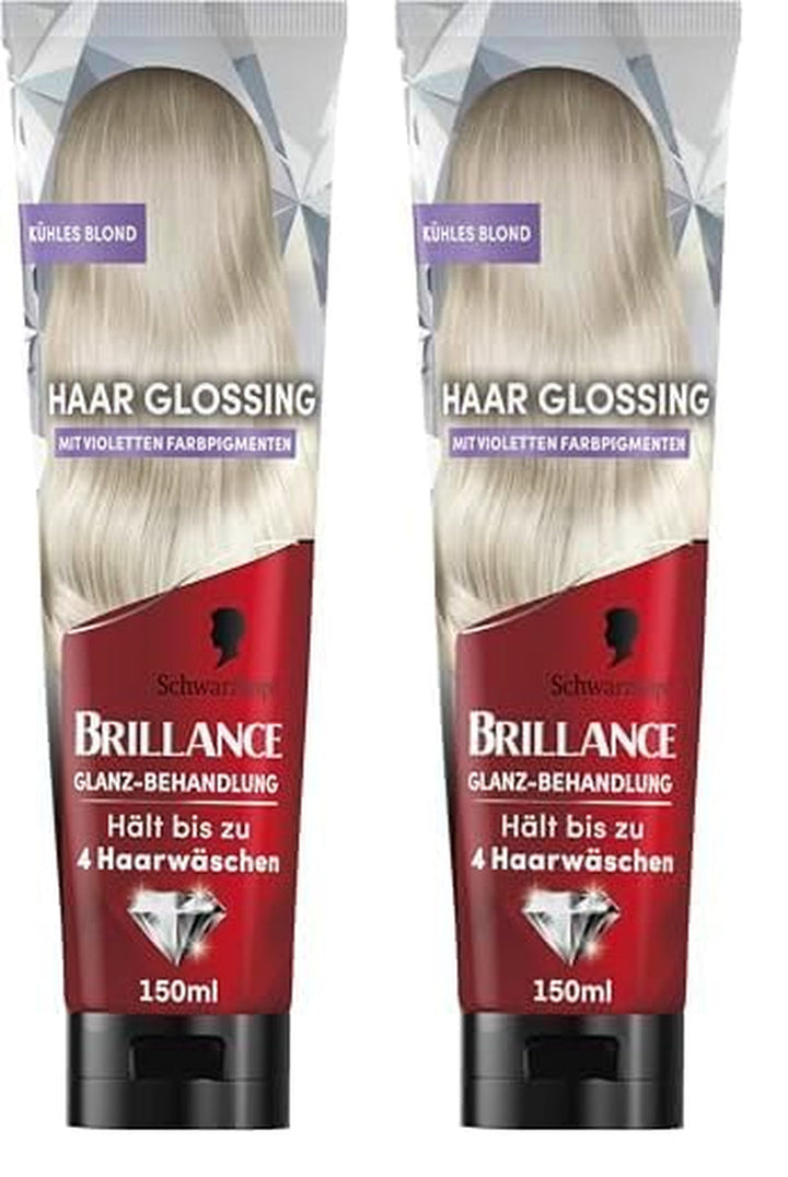 Brillance Shine Treatment, Hair Glossing Radiant Violet (150 ml), hrănește și intensifică culoarea părului, poate fi folosit ca o mască de păr, durează până la 6 spălări ale părului Vopsea pentru par Naty Shop Blondă cool 150.00 Ml (pachet de 2)
