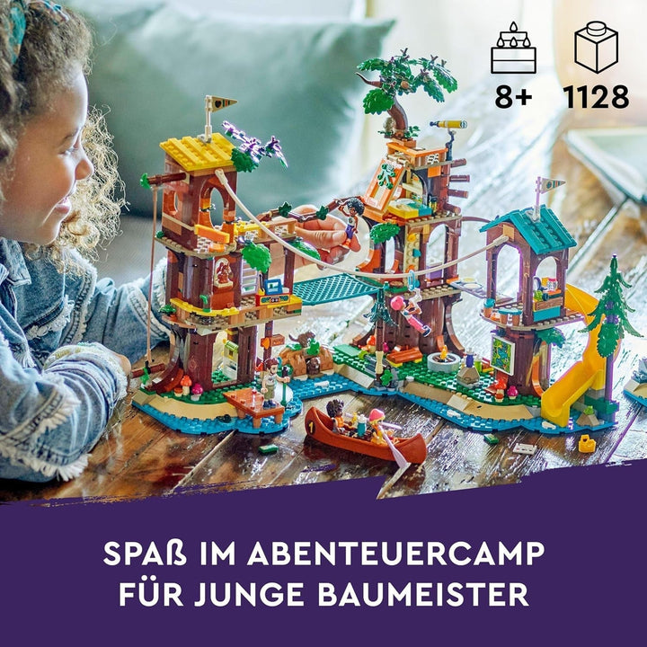 LEGO Friends Tree House At Adventure Camp, set de joacă pentru fete și băieți de la 8 ani cu 5 figurine și 5 animale, idee de cadou pentru jocuri creative, jucării sportive, casă de păpuși 42631 Seturi de constructie Besuche den LEGO-Store
