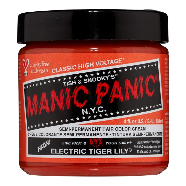 Manic Panic Electric Lizard Classic Cream, vegan, fără cruzime, vopsea de păr verde semipermanentă 118ml Vopsea pentru par Naty Shop Elec Tiger Lily 118 Ml (1 pachet)