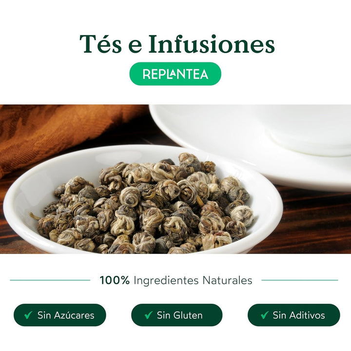 Ceai organic Jasmin Dragon Pearls (100 g) | Ceai verde premium sub formă de perle de jasmin rulate manual | Specialitate de ceai cu aromă delicată de flori | REPLANTEA