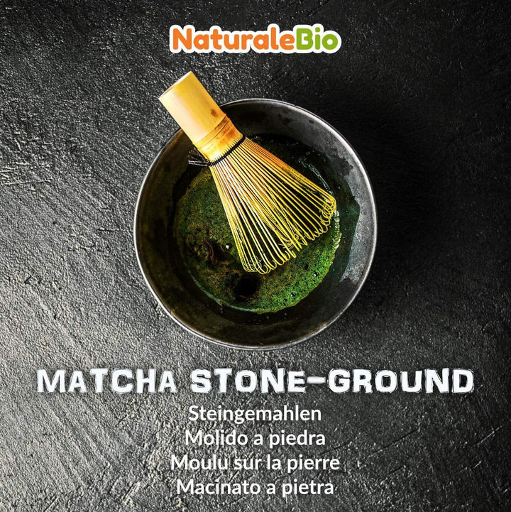 Naturalebio Ceai Matcha pudră de calitate ceremonială Ceai verde original din Japonia. Ceai verde pudră Matcha de calitate ceremonială, produs în Uji, Kyoto. Ideal pentru băut, gătit și latte. Cutie de 30 g.
