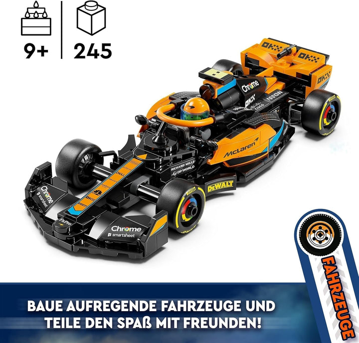 LEGO Speed Champions Mclaren Formula 1 mașină de curse 2023, jucărie pentru copii cu vârsta de peste 9 ani, băieți și fete cărora le place să se joace independent, model de vehicul construibil, decor pentru camera copiilor 76919 Seturi de constructie Besuche den LEGO-Store