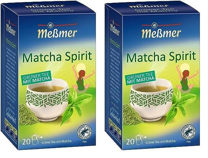 Meßmer MATCHA SPIRIT | Ceai verde cu Matcha | 20 pliculețe de ceai | Vegan | Fără gluten | Fără lactoză (pachet cu 2)