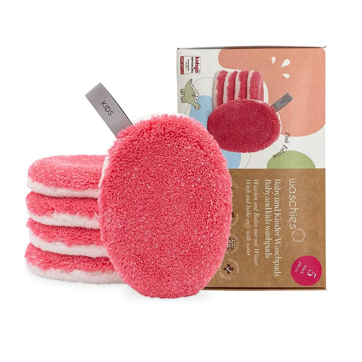 Tampoane de spălat Waschies KIDS pentru bebeluși și copii, pentru curățare numai cu apă, reutilizabile Mama si Copilul Naty Shop Pink 5 Stück (1Er Pack)