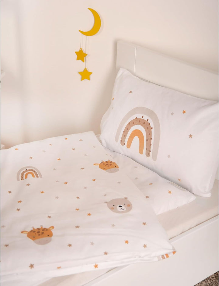 Herding Babybest Little Friends Winterbettwäsche, Kopfkissenbezug 40 X 60 Cm Mit Hoteleinschlag, Bettbezug 100 X 135Cm, Mit Reißverschluss, 100% Baumwolle/Flanell, Weiß, Twin Naty Shop
