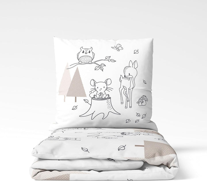 Lenjerie de pat pentru copii, vulpe, bufniță și animale de pădure, 100% bumbac Lenjerie de pat - copii Naty Shop