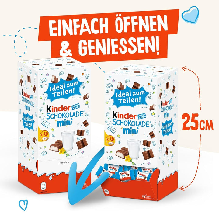 Kids Chocolate Mini - 150 de mini batoane ambalate individual, 900 grame Bomboane de Ciocolata Naty Shop