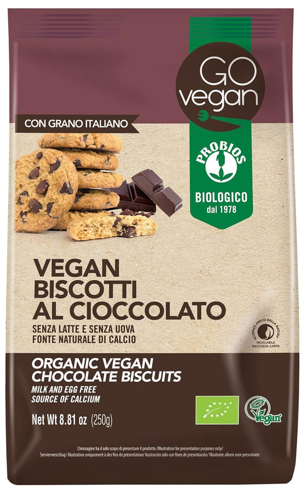 Fursecuri cu ciocolată GO VEGAN cu orez încolțit - Fursecuri vegane - Bogate în calciu - 1 pachet (1 x 250 g)