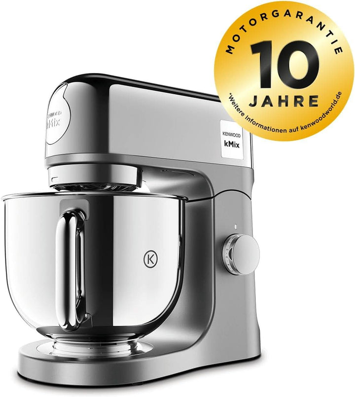 Kenwood Kmix Editions KMX760CH Küchenmaschine, 5 L Edelstahl Schüssel, Safe-Use-Sicherheitssystem, Metallgehäuse, 1000 Watt, Inkl. 3-Teiligem Patisserie-Set Und Spritzschutz, Chrom Mama si Copilul Naty Shop
