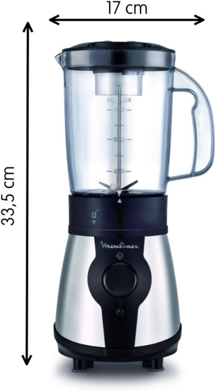 Blend&Go LM1B1D 300W Mixer, Smoothie-Mixer Mit 750 Ml Kunststoffkrug, Inklusive 750 Ml Tragbarer Flasche, 4 Abnehmbaren Klingen, Edelstahloberflächen Mama si Copilul Naty Shop