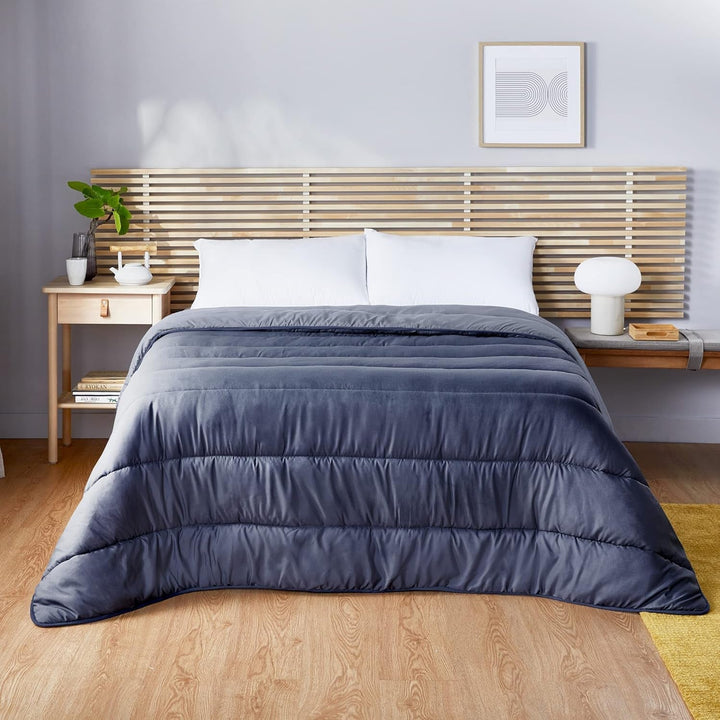 Pikolin Home - Plapumă reversibilă 300 G - Umplutură nordică bicoloră - Pentru pat 90 - confortabilă, caldă, respirabilă, albastru marin, 135 X 200 cm Plapumi si pilote Naty Shop