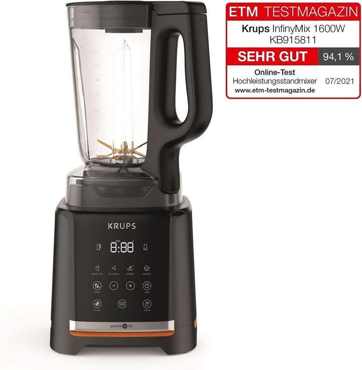 Krups Highspeed- Standmixer Infinymix KB9158 | 1600 W | 5 Automatische Programme + Manuelle Einstellung | Tritanbehälter | Inkl. Rezeptheft | Smoothies, Shakes, Crushed Ice | Schwarz Bucatarie Naty Shop