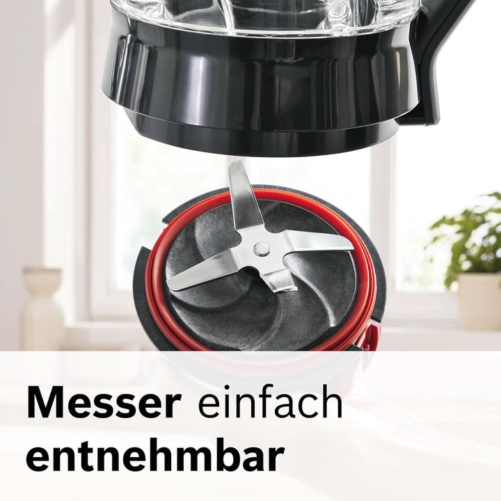 Bosch Standmixer Vitapower Serie 4 MMB6174SN, Verbesserte Version, Hochwertige Edelstahl-Klingen, 1,5L Glasbehälter, 0,6L To-Go-Flasche, Spülmaschinenfeste Teile, 30.000 U/Min, 1200 W, Silber Bucatarie Naty Shop