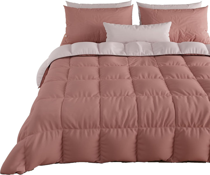 PETTI Artigiani Italiani - Cuvertură de iarnă pentru pat dublu, maxi, monocoloră, față-verso, alb, gri, 100% Made in Italy Plapumi si pilote Naty Shop Pulbere Matrimonial Standard (240X260 Cm)