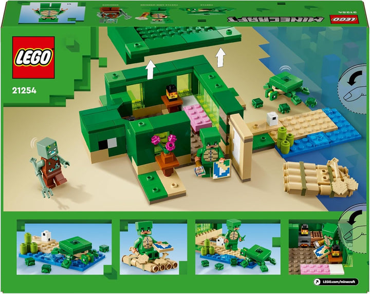LEGO Minecraft The Turtle Beach House, casă de jucărie cu accesorii pentru fete și băieți de la 8 ani, set cu animale și personaje din jocul video, cadou pentru gameri 21254 Seturi de constructie Besuche den LEGO-Store