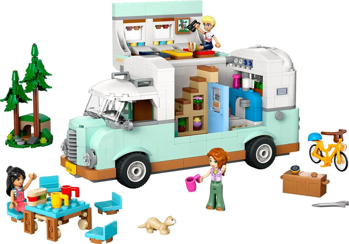 LEGO Friends Caravan, Set de construcție pentru jocuri de rol cu o rulotă de jucărie, Cadou pentru fete cu vârsta de peste 7 ani, Set de joacă creativ cu 3 minifigurine și figurină de animal dihor 42663 Seturi de constructie Besuche den LEGO-Store