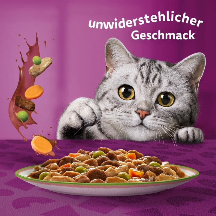 WHISKAS 1+ Hrană umedă pentru pisici - De la 1 an - 40X85G săculeți - Hrană umedă pentru pisici în sos - Hrană umedă de înaltă calitate pentru pisici - pachet mare