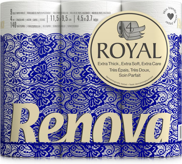 Hârtie igienică Renova ROYAL 9 role, albă, normală