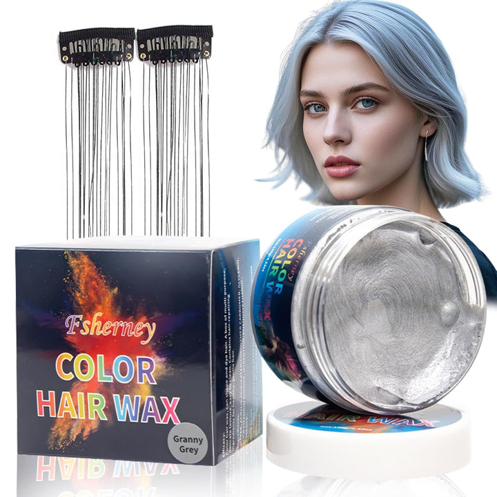 Vopsea temporară pentru păr verde - Ceară de culoare pentru păr, ton de păr pentru bărbați, femei, Pomadă pentru coafură naturală, ceară de vopsire a părului cu clip colorat pentru culoarea părului la petreceri nebune (4.23 oz, verde) Vopsea pentru par Naty Shop Gri 1 G (1 pachet)